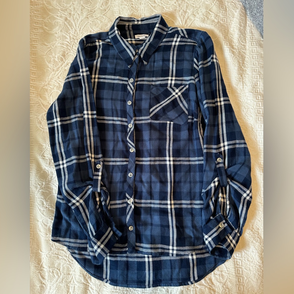 Westport Blue and White Casual Button Down Shirt
